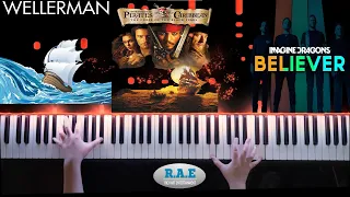 Piano MASH UP (Wallerman - Pirates of Caribbean - Imagine Dragons) #wellerman #piratesofthecaribbean