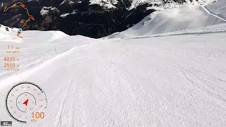 [4K] Skiing Zinal-Grimentz-Chamois (Black) Season's most challenging 100KPH/62MPH Round Trip, Suisse