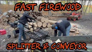 #293 Splitting Firewood FAST with RuggedMade Splitter & Firewood Conveyor