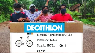 unboxing BTWIN my bike hybrid cycle.best & budget cycle. Decathlon