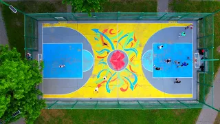 Timelaps of basketball play in central park of Mykolaiv, Ukraine.