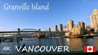 [4k] Granville Island Sunset at Downtown Vancouver Canada | Aquabus | Citywalk| Ambience