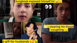 Jungkook exposing himself 🤭 during Tae's live after clearing his throat so loud 😅🥲😏( Taekook /KookV)