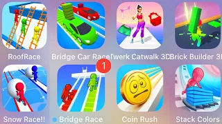 Snow Race,Bridge Car Race,Coin Rush,Stack Colors,Brick Builder 3D,Twerk Catwalk,Roof Race...........