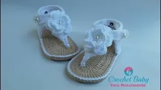 Sandálinha SAMIRA de Crochê - Tamanho 09 cm - Crochet Baby Yara Nascimento