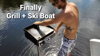 Add a Grill to your Ski Boat!  Portable grill mount. Blackstone grilling! Mastercraft X10