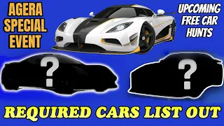 Asphalt 9 | Agera RS special Codin Event required cars | upcoming Car hunts | Festive sparks  season