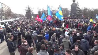 Евромайдан, Харьков, 23.02.14., день жалобы, траур, памятник Шевченко (видео 2.3.)