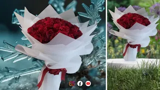 How To Make Red Roses Round Hand Bouquet || 50 Red Roses Bouquet Wrapping  Techniques.