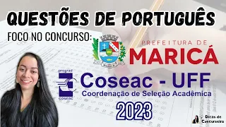 Questões de Português COSEAC - UFF  2023 (PARTE 1) | Concurso Maricá - RJ