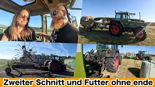 FarmVLOG#872 - Zweiter Schnitt / Schwaden / Pressen / Wickeln