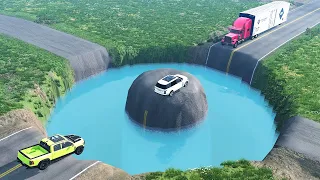 Cars vs Giant Water PIT x Cars  vs Giant Bulge BeamNG Drive
