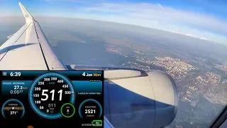 Takeoff from Kiev, Ukraine. Altitude and Speed Recording. Airbus A320