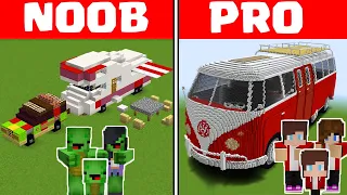 Minecraft NOOB vs PRO: FAMILY RV HOUSE CHALLENGE - Mikey Family vs JJ Family (Maizen Parody)