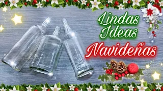 4 Hermosas Ideas Navideñas con Botellas de Vidrio 🎄 Manualidades Navideñas 2023 / Christmas Diy