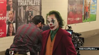 JOKER Movie Filming New Scene in Brooklyn Subway Station   Joaquin Phoenix in Full Make Up