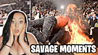 Girl Reacts to WWE RUTHLESS AGGRESSION SAVAGE MOMENTS