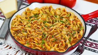 🍝PASTA with GROUND BEEF, TOMATO SAUCE, and CHEDDAR CHEESE [a kind of TACO PASTA]