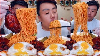 ASMR Eating Best Tasty Food 🍜 Eats Chicken Wings Bun Rice, Fried Noodles, Egg | Xiaofeng Mukbang #71