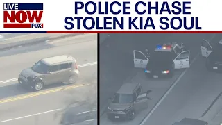 Police chase possible stolen car during rush hour traffic in LA | LiveNOW from FOX