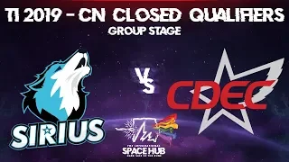 Sirius vs CDEC - TI9 CN Regional Qualifiers: Group Stage