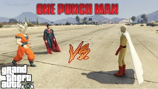 GTA 5-Saitama (One Punch Man) Vs Superman,Goku,Thanos,King Kong...