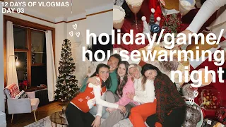 holiday & game night with friends in NYC 🎄 | 12 DAYS OF VLOGMAS 03