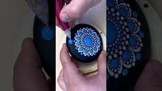 Blue Dot Mandala Rock Painting #art #satisfying #artist #viral #craft #painting #mandala #dotart