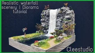 Realistic waterfall scenery | Diorama tutorial