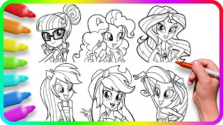 Coloring Pages EQUESTRIA GIRLS. MLP coloring. How to draw My Little Pony. Easy Drawing Tutorial Art