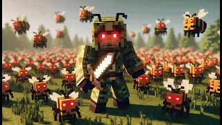 1 Million Bees Vs 3 Hunters in Minecraft