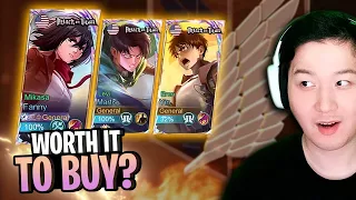 How much are Attack On Titan New Skins? Quick review | Mobile Legends