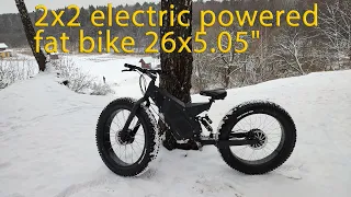 First snow - first ride on 2X2 electric powered fat bike 26x5.05"