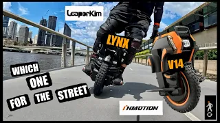 INMOTION V14 vs LEAPERKIM LYNX. Which wheel for the streets? First impressions with my new wheels.