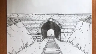 How to Draw Train Track and Tunnel ||easy drawing step by step