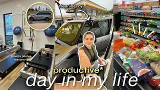a *PRODUCTIVE* day in my life without my phone ☀️ | washing my car, pilates, fridge restock