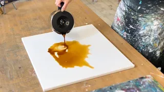 Coffee and 2 acrylic paints - How to do EASY abstract painting - Step-by-Step