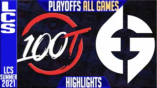 100 vs EG Highlights ALL GAMES | LCS Summer Playoffs Round 2 | 100 Thieves vs Evil Geniuses