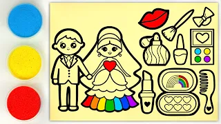 Cute couple and makeup kit sand painting for kids and toddlers || ABCD rhymes song