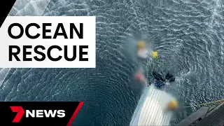 Three boaties grateful to be alive after their boat capsized off Moreton Island | 7 News Australia