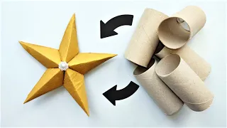 🌟 Amazing 🌟 Must Do It - PAPER STAR Tutorial / Toilet Paper Roll Crafts / Recycling DIY Origami Art