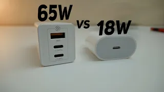 ПРОТИВОСТОЯНИЕ ! 65W против 18W! ЕСТЬ ЛИ СМЫСЛ ПОКУПАТЬ ТАКУЮ ЗАРЯДКУ?