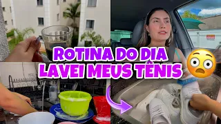 ROTINA DO DIA: fiz macarrão com atum, lavei meus tênis branco + rotina como dona de casa