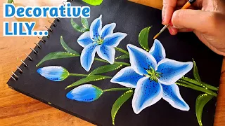 EASY Acrylic Painting......LILY Flower ACRYLIC Painting Made Easy..||...How To Paint LILY Flower...