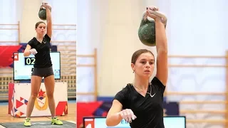 Ksenia Dedyukhina | 190 reps in snatch with the 24 kg kettlebell in 10 minutes (2015)