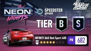 Neon Nights (UGR) Tier B to S with 5⭐ Infiniti Q60 Red Sport 400 (2022) | Need For Speed: No Limits