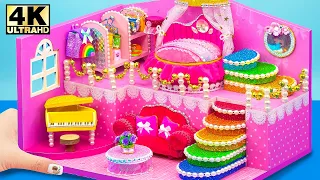 How To Make Stylish Miniature Pink Princess House from Cardboard ❤️ DIY Miniature Cardboard House
