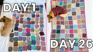 ONE MONTH to Join My Granny Square Blanket (a vlog) #scrapfree2023