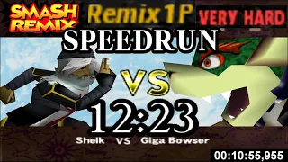 Smash Remix - Classic Mode Remix 1P Speedrun with Sheik (Very Hard) in 12:23