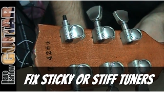 Quick fix on sticky, stiff or notchy tuners, including Grovers